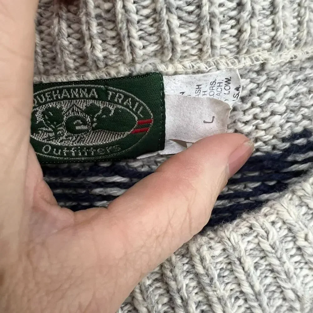 Vintage Susquehanna Trail Outfitters Mens Sweater Jumper Gray Blue Large